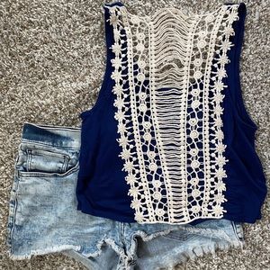 Charlotte Russe Laced Back Crop - Size M